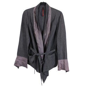 Ana Nonza Grey Linen Wrap Blazer